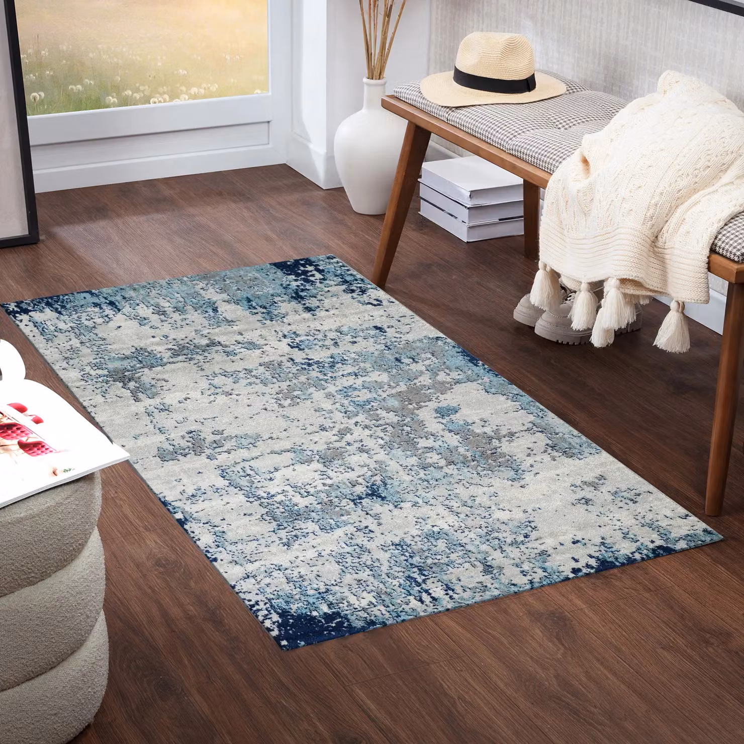 Livabliss Sunderland Abstract Modern Marble Rug in Navy Blue and Grey, W: 200 cm, L: 275 cm – 6