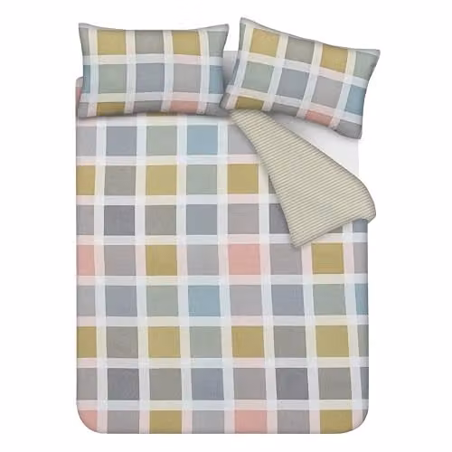 Sleepdown Reversible Crosshatch 3 Piece Bedding Set in Multicolour Microfibre Polyester, including Duvet Cover and 2 Pillowcases, W/D/H: 200 x 200 cm – 2