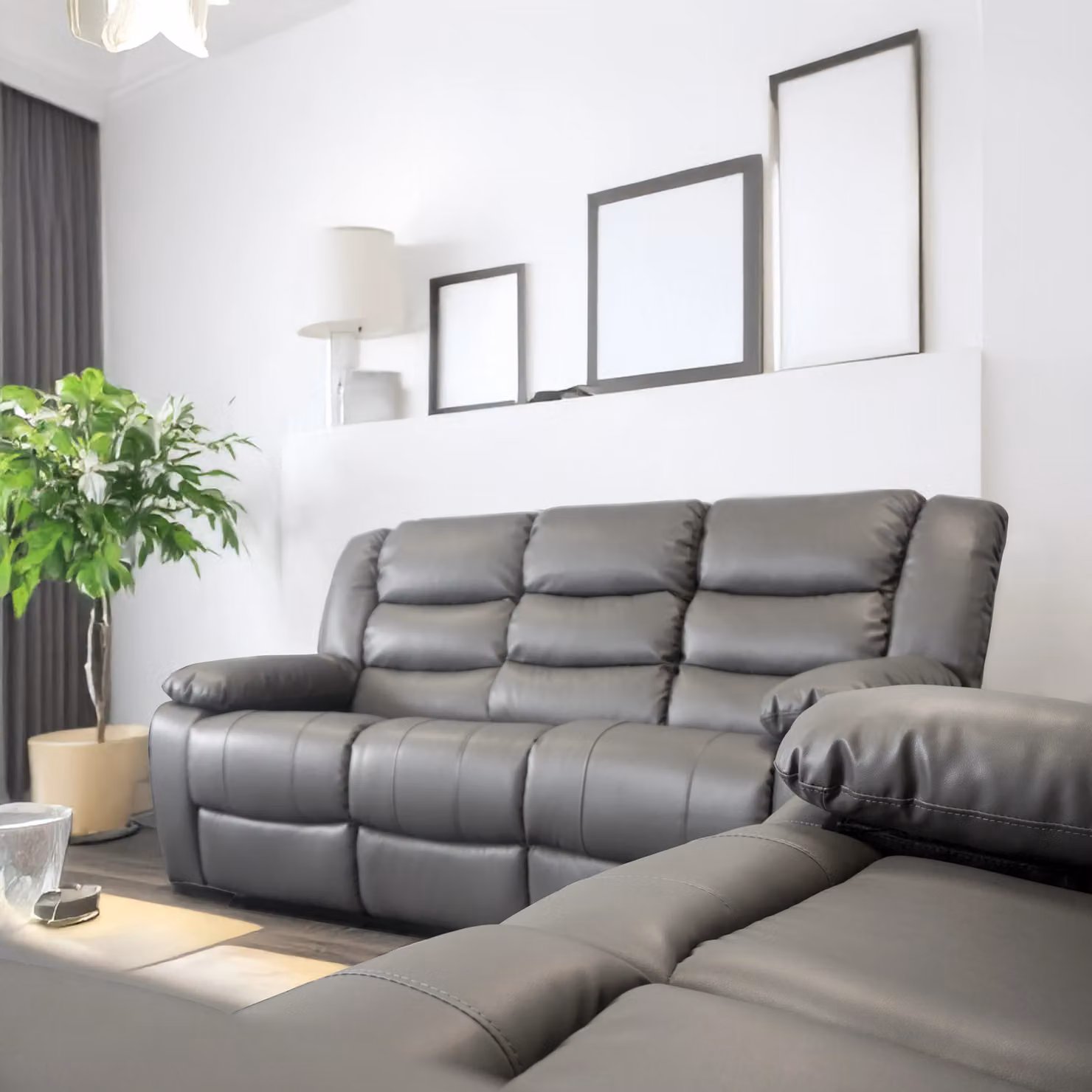 Furnishings For Less UK Venice 3 + 2 Grey Leather Manual Reclining Sofa Suite – 2