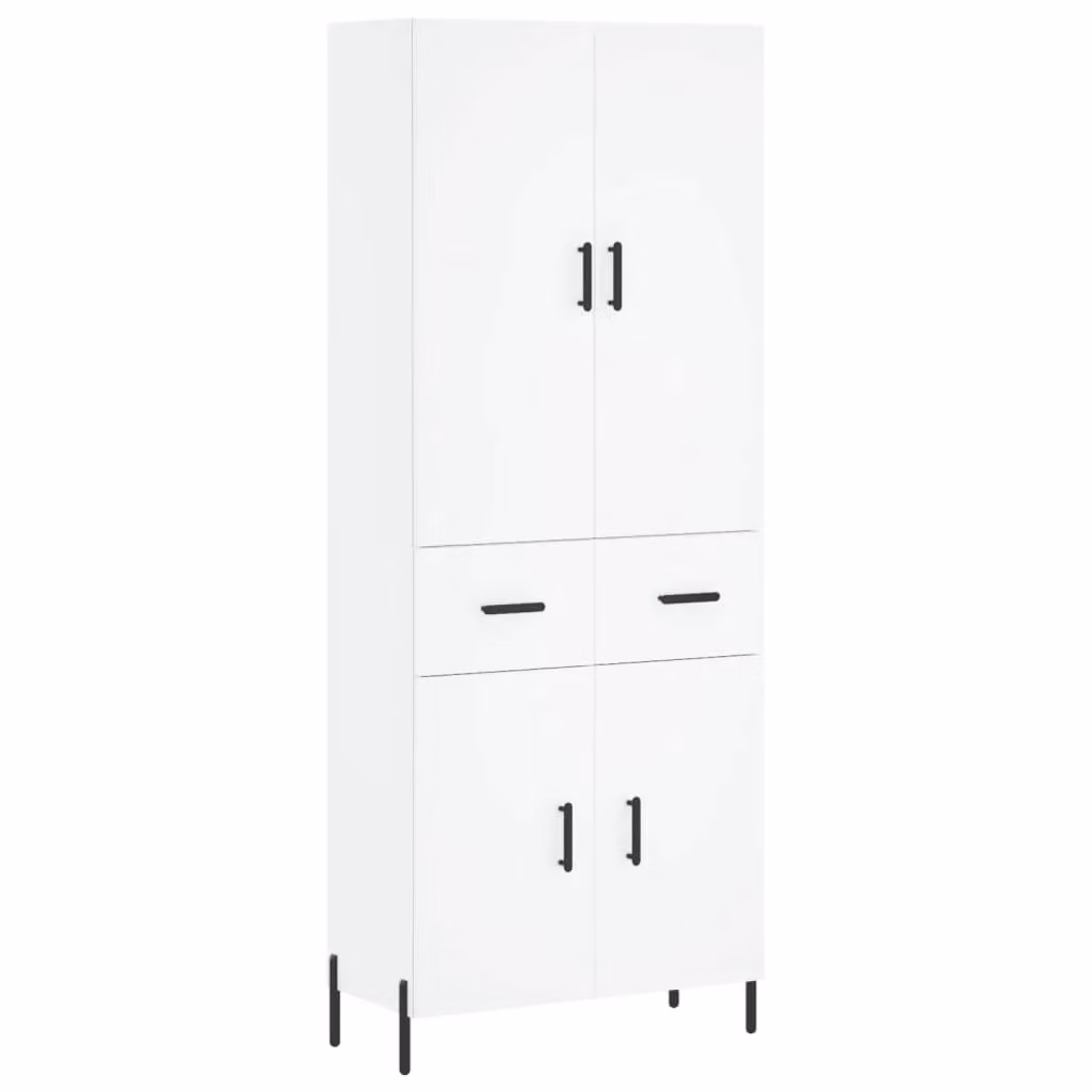 Berkfield Home White Modern Highboard with Hinged Doors and Internal Shelves, W/D/H: 69.5 x 34 x 180 cm – 2