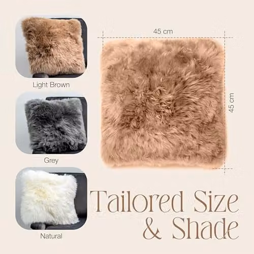 Simply Sheepskin Square Wool Cushion in Brown, W/D/H: 45 x 45 x 45 cm – 5