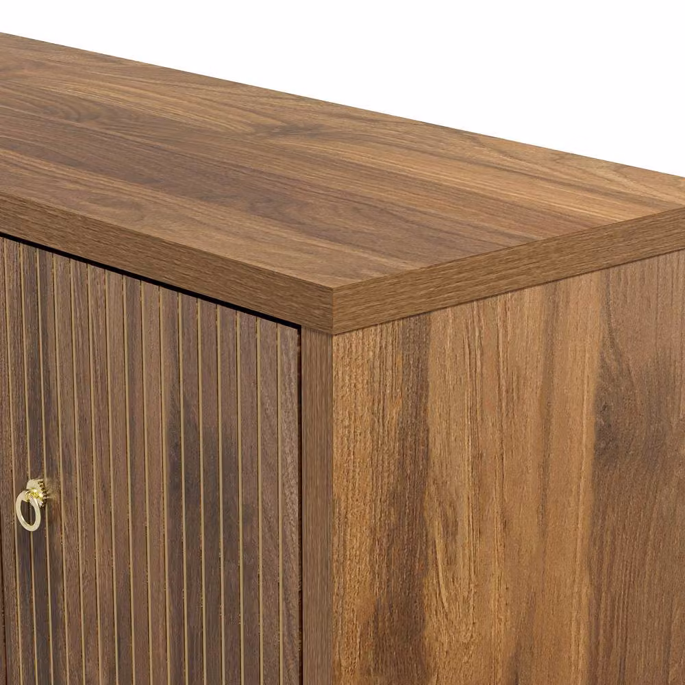 Merax Modern Walnut Look Sideboard in Brown with Four Doors and Adjustable Shelves – 2
