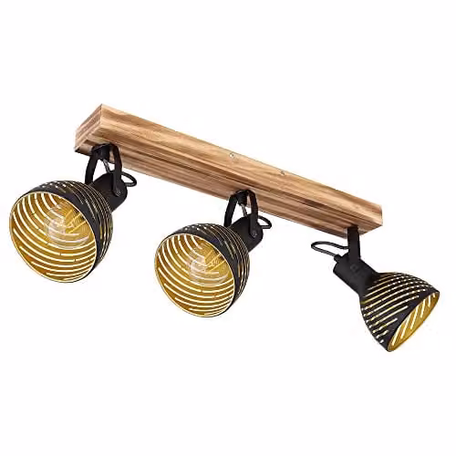 Netlighting Lenna Adjustable Ceiling Spotlight Bar in Black and Gold/Brass – 1