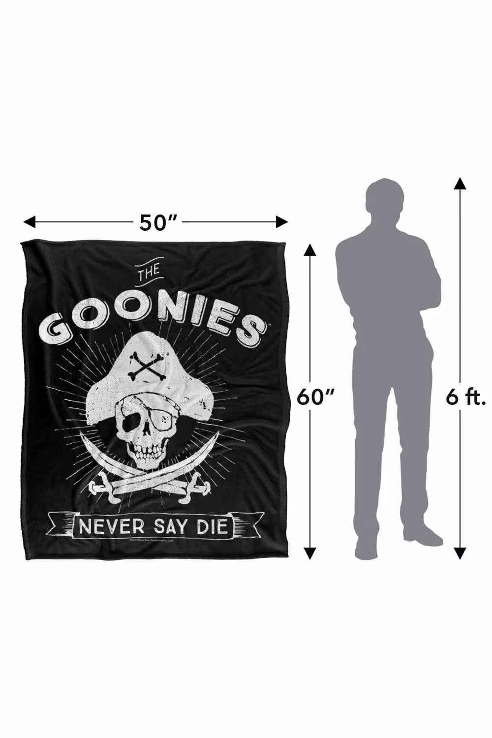 Warner Bros. The Goonies Never Say Die Super Soft Fluffy Polyester Throw Blanket, Multicolour and Black, Large – 3