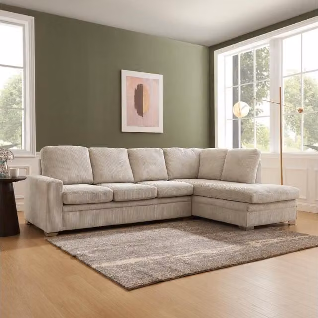Home Detail Alcott Right-Hand Facing L-Shape Corner Sofa in Mocha Jumbo Cord with Sleeping Function – 1