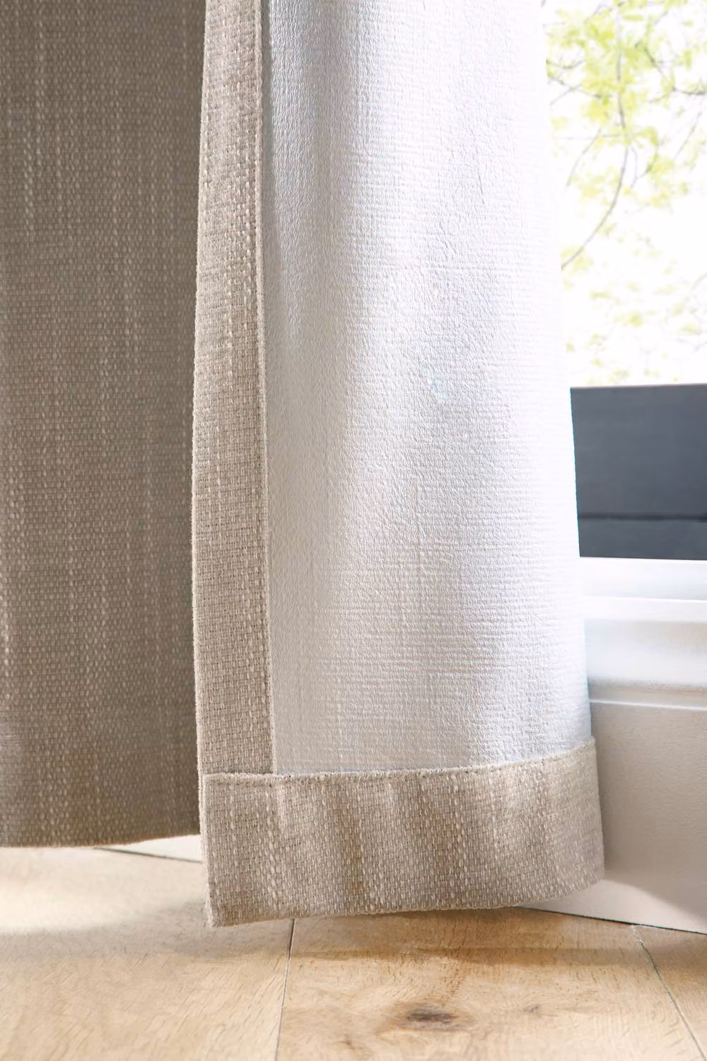 Curtina Boucle Chenille Woven Blackout Eyelet Curtains in Cream, Width: 168 cm, Drop: 183 cm – 2
