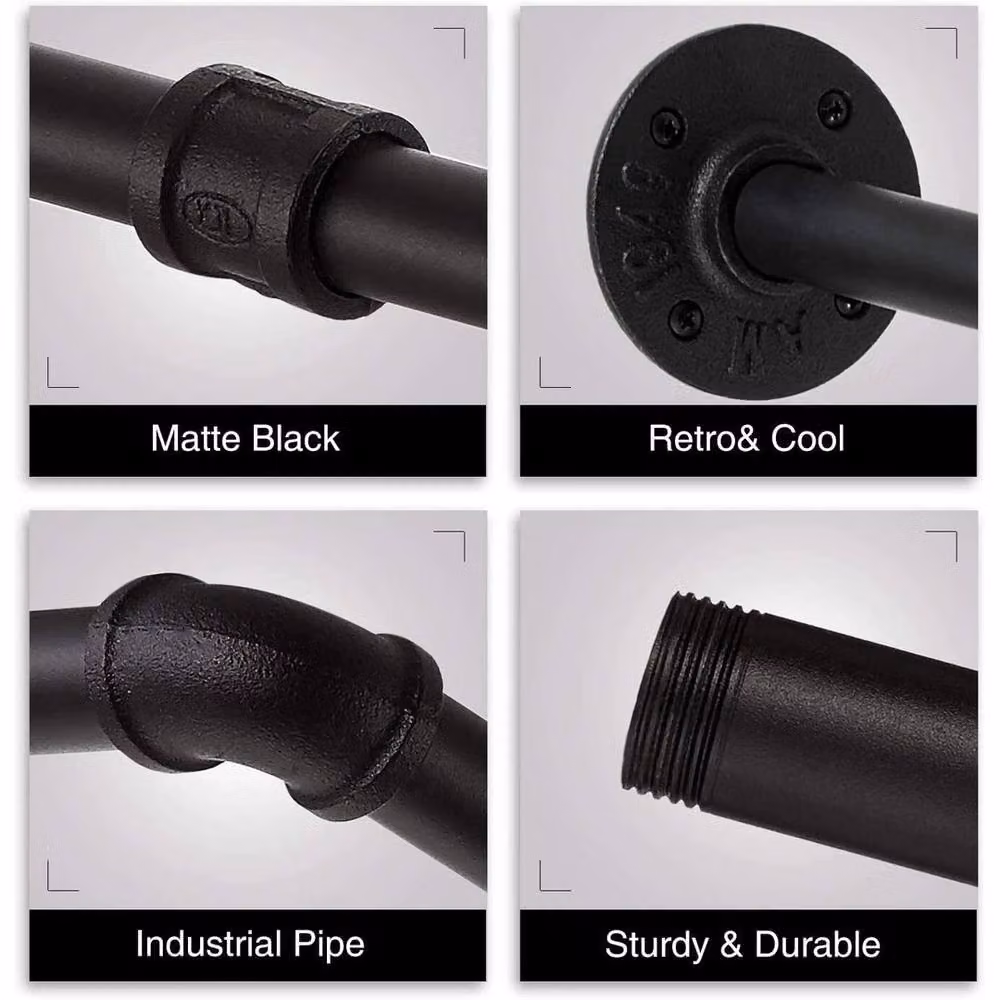 EONLION Industrial Metal Pipe Clothing Rack in Matt Black, W: 100 cm, D: 50 cm, H: 50 cm – 4