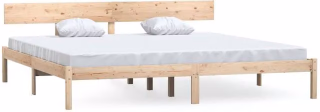 Berkfield Home Solid Wood Pine Bed Frame in Beige, 200 x 200 cm