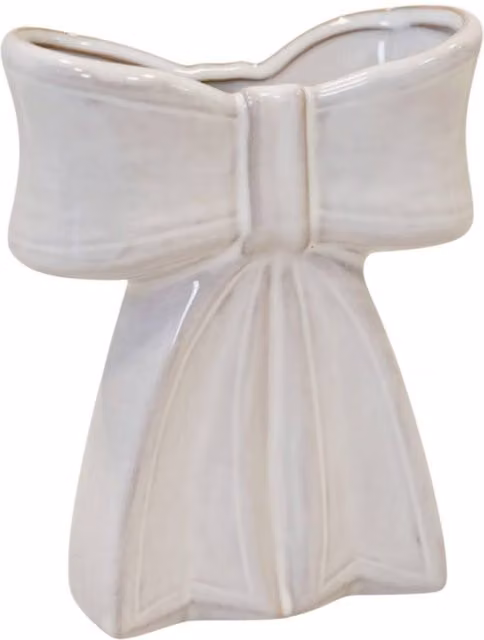 Four Candle Small White Ceramic Bow Vase