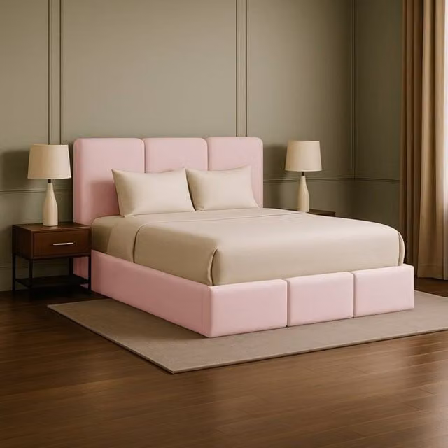 Desire Deco Dartford Plush Velvet Ottoman Storage Bed Frame in Pink, Small Double, W/D/H: 120 x 200 cm