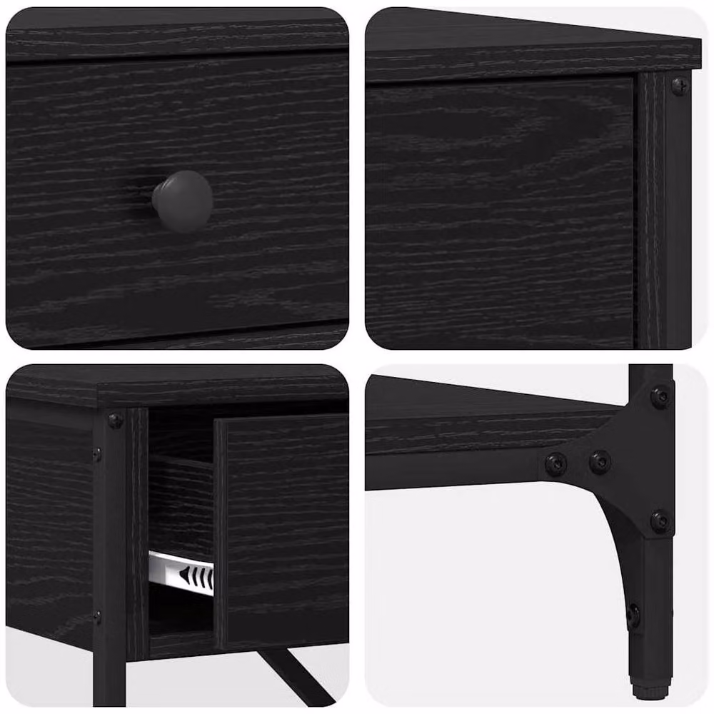 Berkfield Home Black Oak Console Table W/D/H: 100 x 34.5 x 75 cm – 6