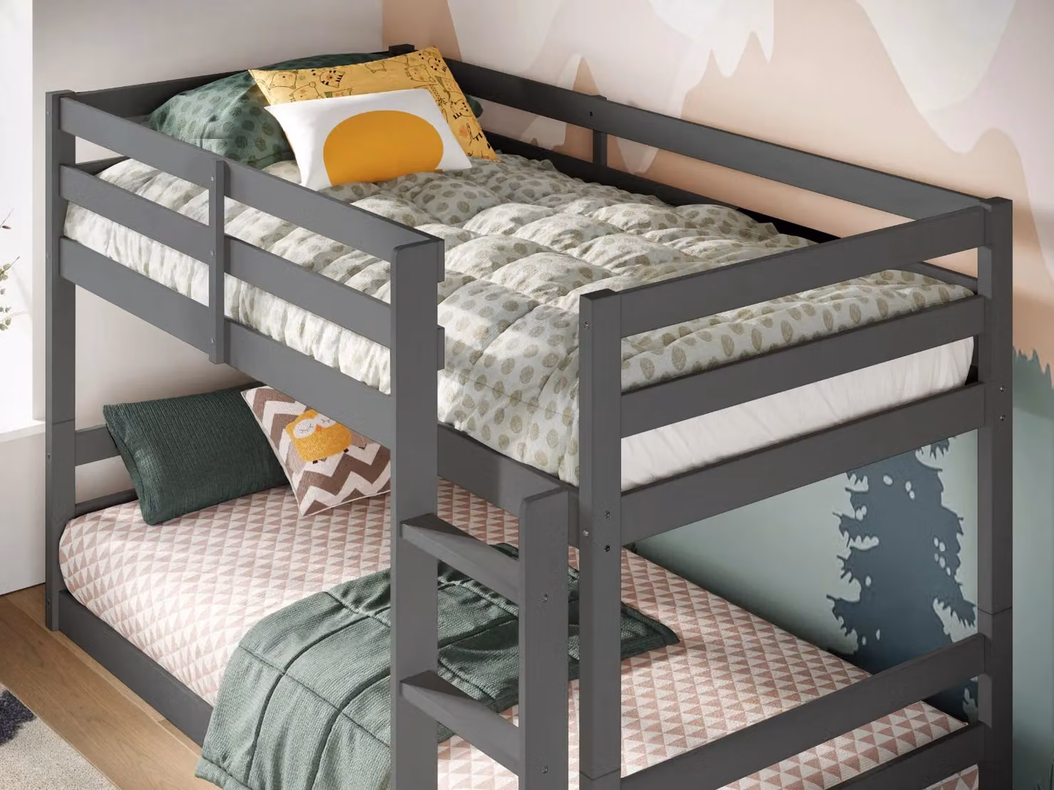 Flair Shasha Low Bunk Bed in Grey, Single Size, Solid Wood, H: 197.0 cm x W: 90 cm x D: 118.3 cm – 2