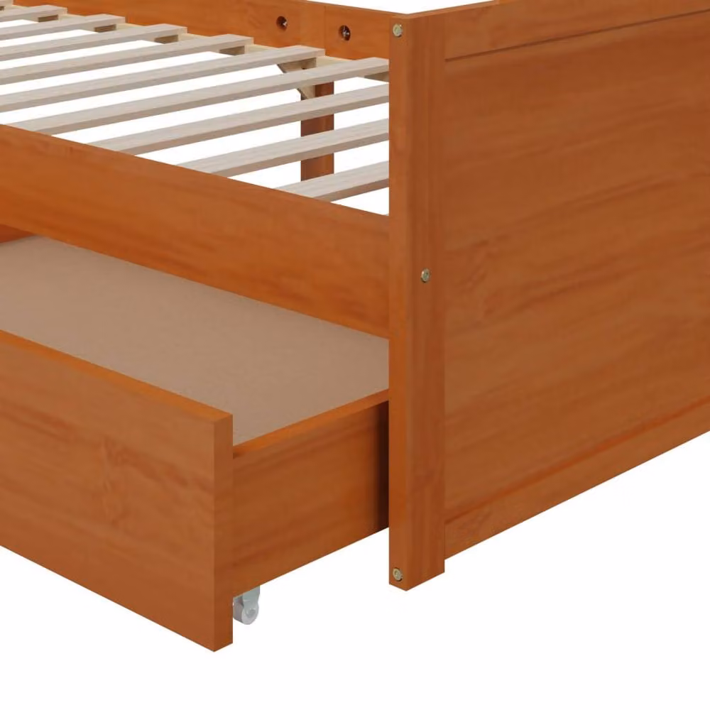 Berkfield Home Solid Wood Pine Bed Frame with Drawers, Honey Brown, W: 90 cm, L: 200 cm – 4