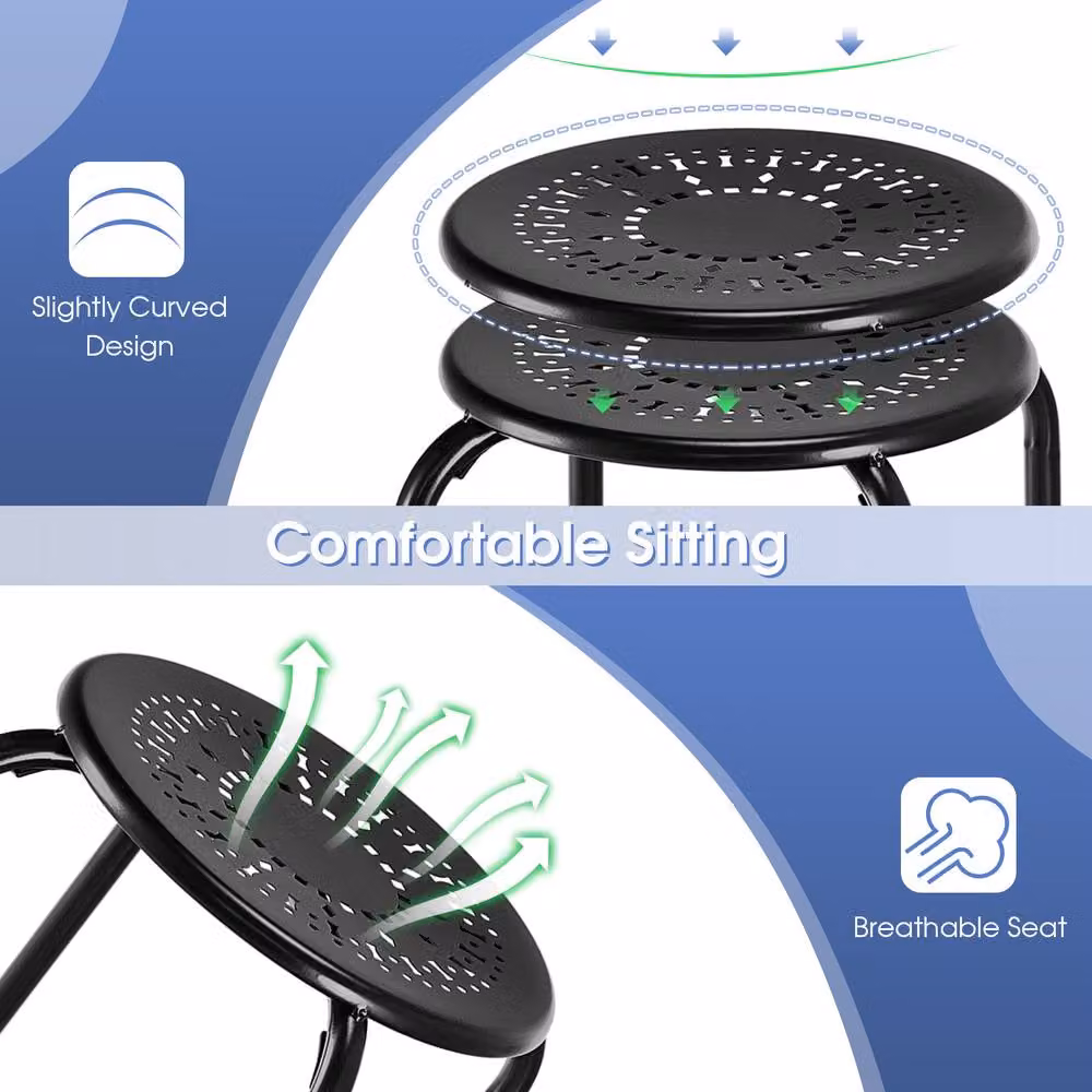 Costway Set of 6 Black Metal Stacking Round Bar Stools with X-shape Connection – 4
