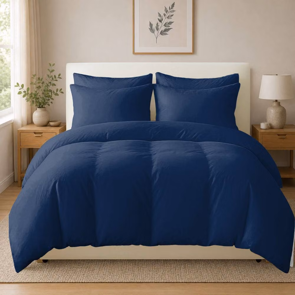 Grace 400 TC 100% Egyptian Cotton Duvet Cover Set with Zipper Closure, Blue, W: 180 cm, D: 200 cm – 2