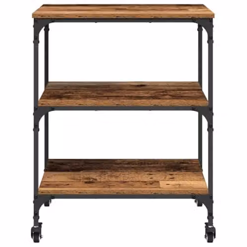 vidaXL Industrial Kitchen Trolley in Brown with Castors, W/D/H: 60 x 41 x 76 cm – 5