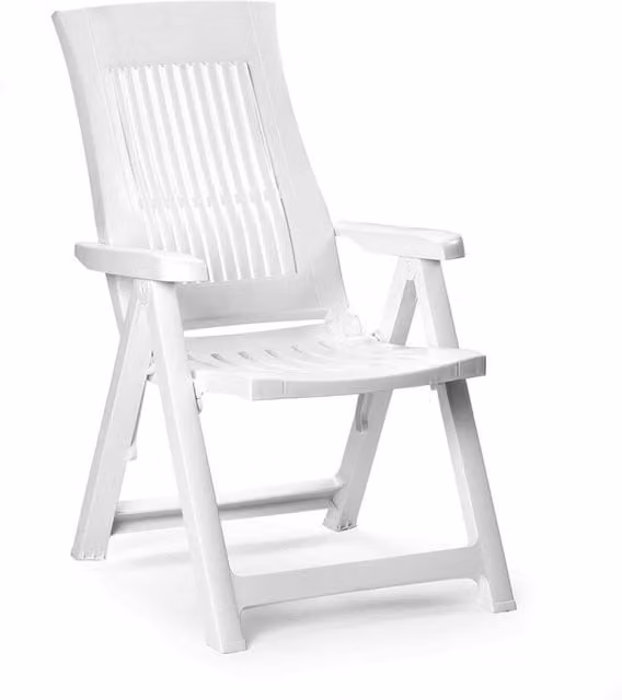 URBNLIVING White Folding Garden Lounger with 5 Recline Positions and Armrests