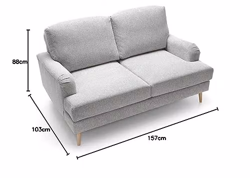 Abakus Direct Harper 2 Seater Sofa in Light Grey Smart Chenille Fabric – 2