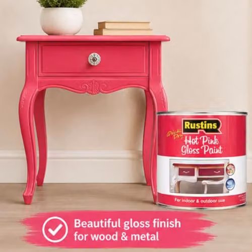 Rustins Quick Dry Small Job Gloss Paint in Pink, 250ml – 4