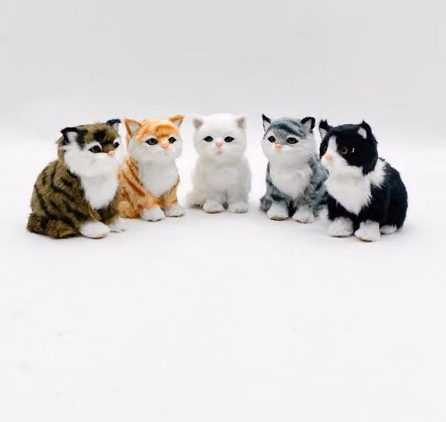 Minster Standing Cats Textile Figurine, Multicolour, W: 10 cm, D: 10 cm, H: 24 cm