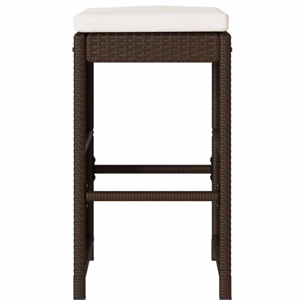 Berkfield Home Set of 2 Brown Poly Rattan Garden Bar Stools with Fabric Cushions – 4