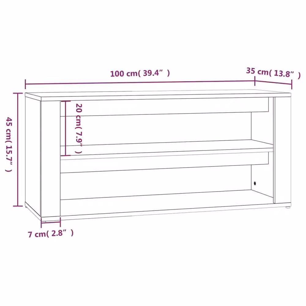 Berkfield Home Smoked Oak Shoe Rack in Brown, W/D/H: 100 x 35 x 45 cm – 3