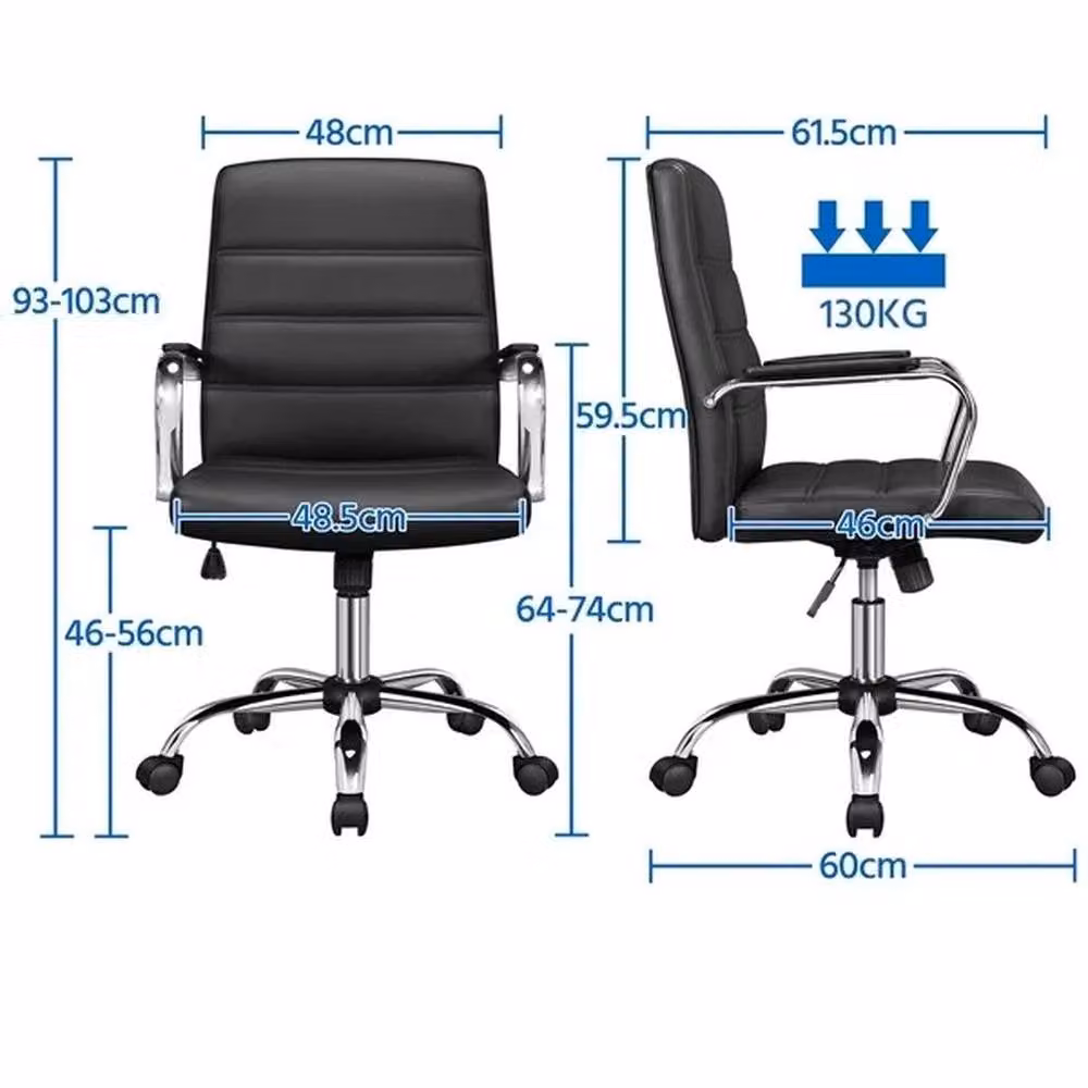KORVIXA Mid Back PU Leather Office Task Chair in Black – 2