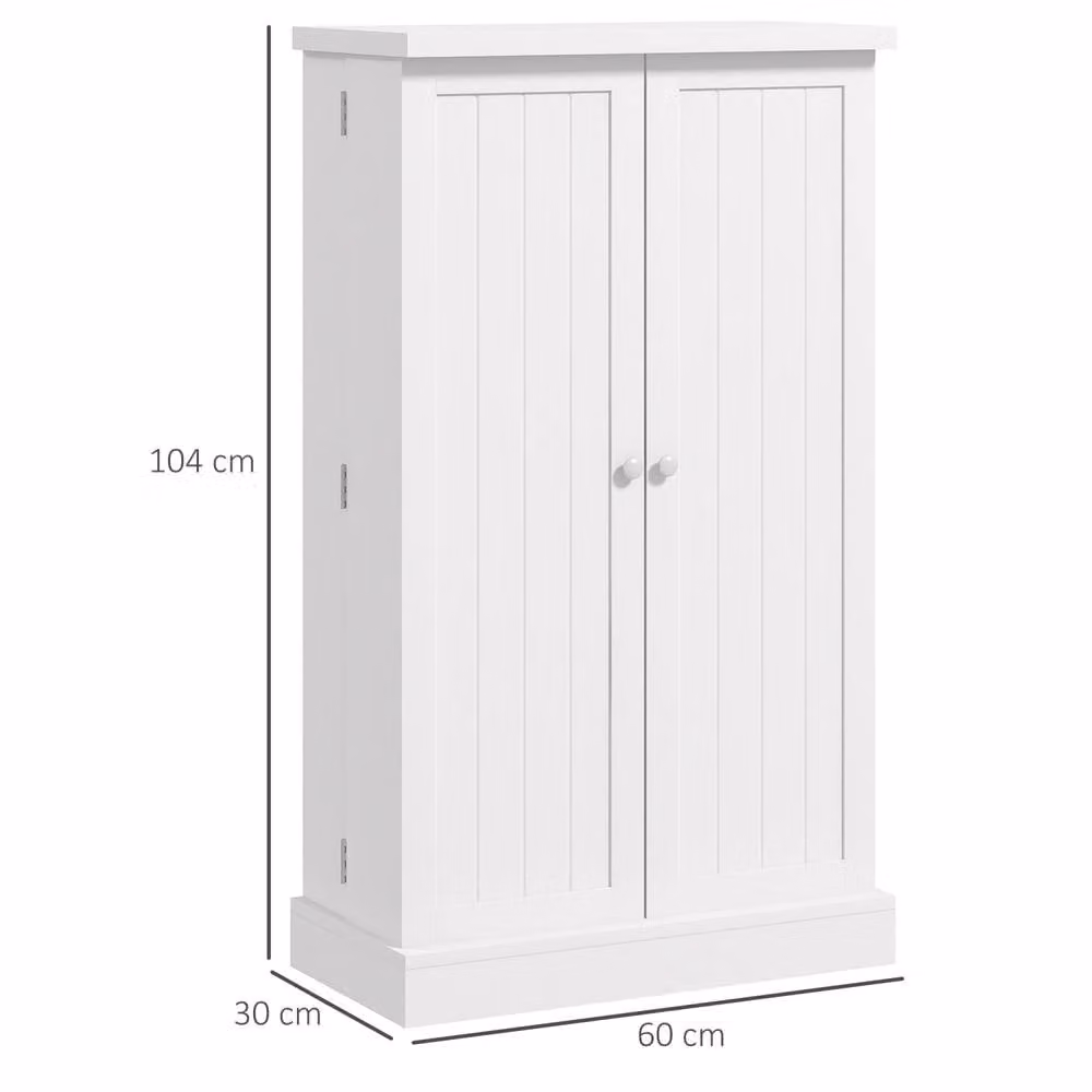 Wyld Haus Kanese White 6 Tier Kitchen Pantry Cabinet with Slatted Hinged Doors, W/D/H: 60.0 x 30.0 x 104.0 cm – 1
