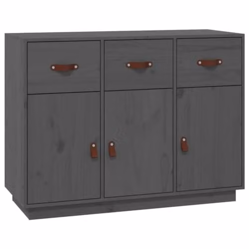 vidaXL Modern Grey Solid Wood Pine Sideboard W/D/H: 100 x 40 x 75 cm