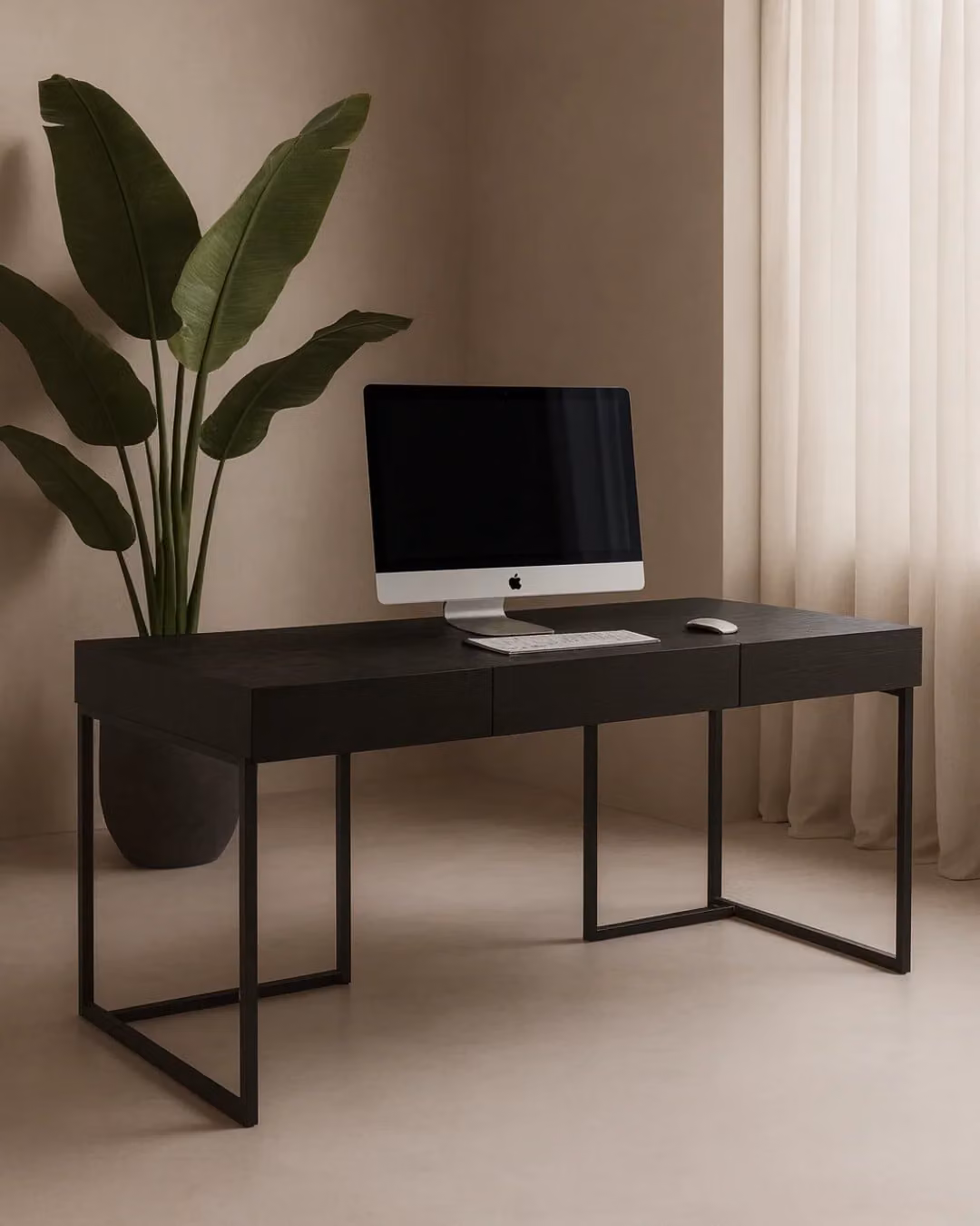 Tommy Franks Vernon Writing Desk in Oak and Black, W: 160 cm, D: 70 cm, H: 75 cm