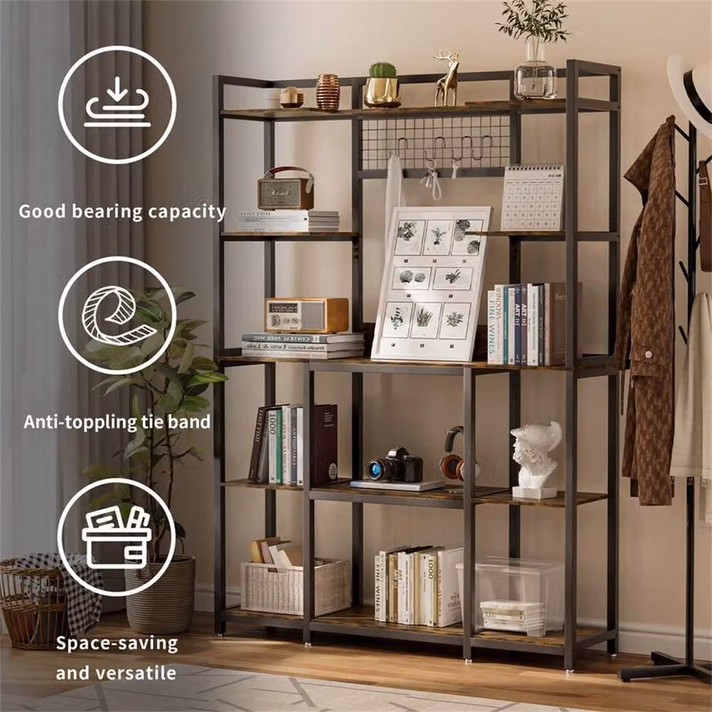 Kelvenix Vintage Bakers Rack and Coffee Bar Kitchen Storage Organizer in Brown – 4