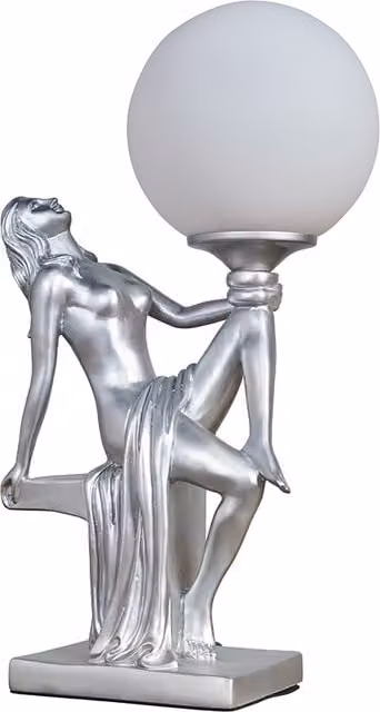 ValueLights Matilda Art Deco Table Lamp in Silver and White