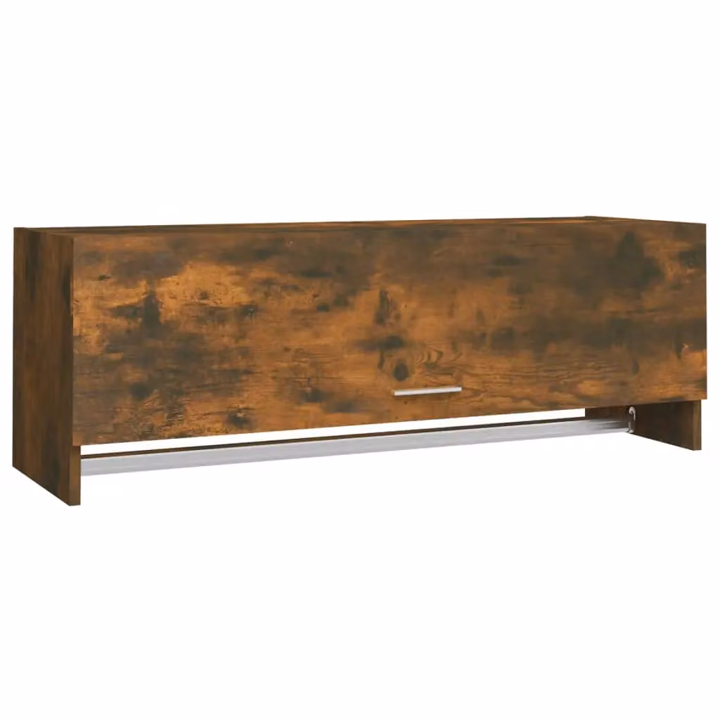 Berkfield Home Smoked Oak Wardrobe in Brown, W/D/H: 100 x 32.5 x 35 cm – 2