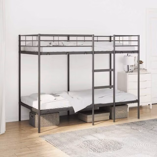 Berkfield Home Metal Bunk Bed in Black, W/D/H: 90 x 200 cm – 1