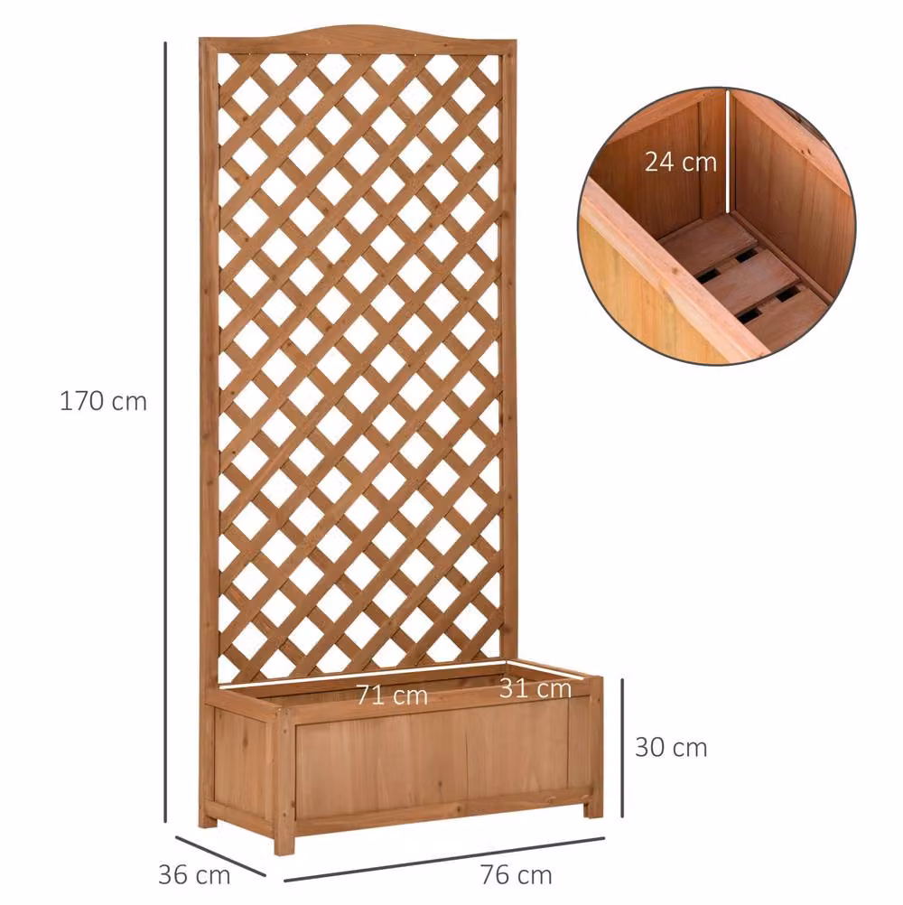STILVORA Brown Wooden Planter Box with Trellis, W/D/H: 76 x 31 x 170 cm – 2
