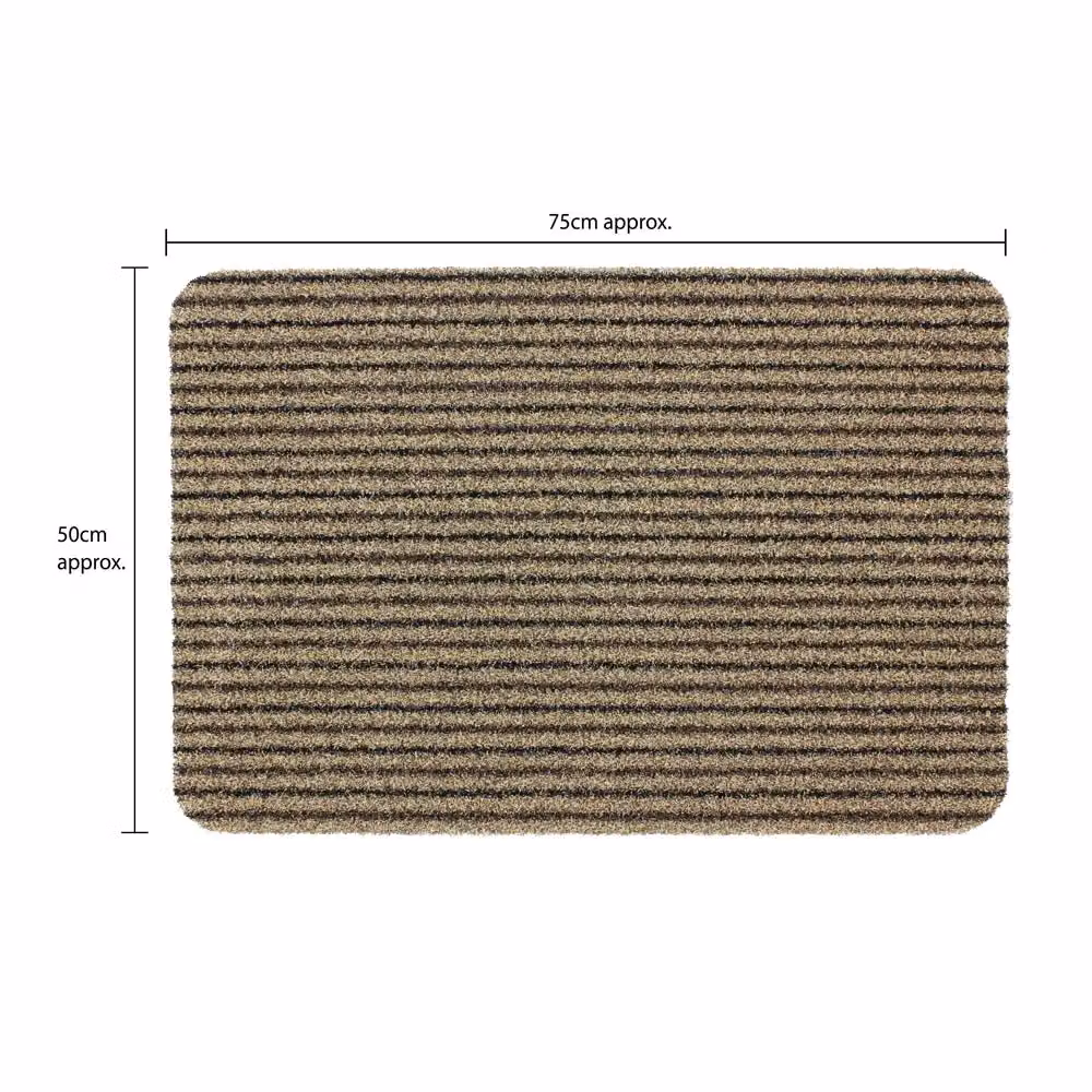 JVL Infinity Striped Entrance Door Mat, Beige, W: 50 cm, D: 75 cm – 2