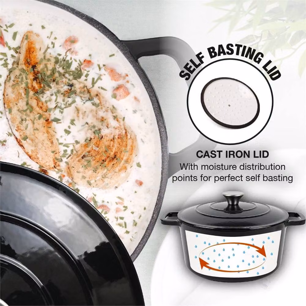 Nordara Black Enamel Cast Iron 5L Casserole Pot – 4