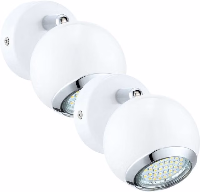 Loops 2 Pack Round Wall Spot Lights in White and Chrome with GU10 Bulbs Included