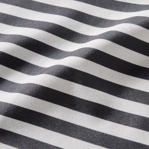 OHS Stripe Frill Voile Net Curtain Pair in Black and White, W/D/H: 140 x 140 x 220 cm – 3