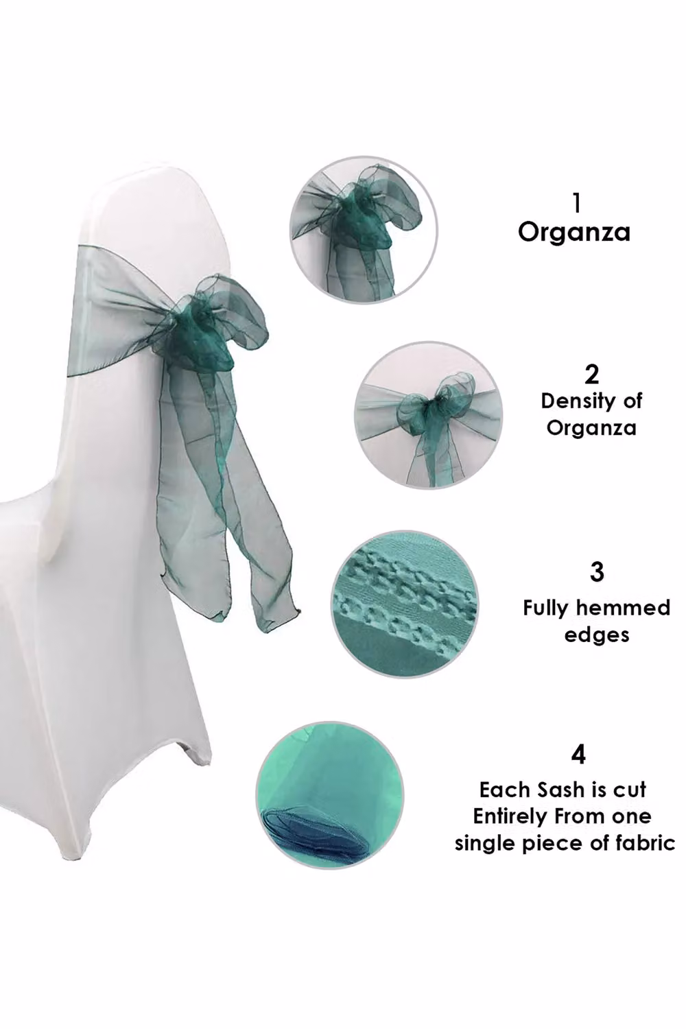 Neel Blue Set of 25 Bright Green Organza Sashes for Party Decoration, W: 17 cm, L: 280 cm – 3