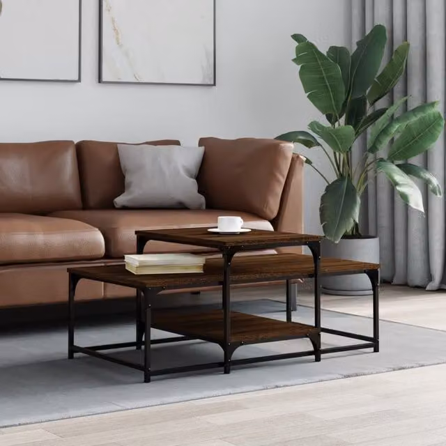 Berkfield Home Brown Oak Coffee Table, W/D/H: 102 x 60 x 45 cm – 1