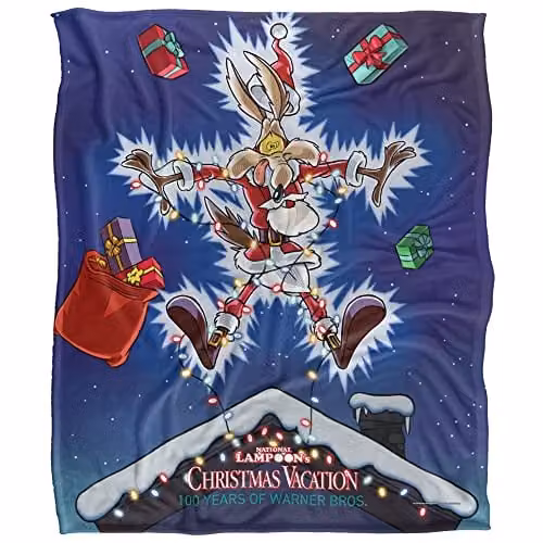 WB 100 Wile E Coyote Christmas Vacation Super Soft Microfibre Fleece Throw Blanket, Multicolour, W: 152 cm, D: 127 cm – 1