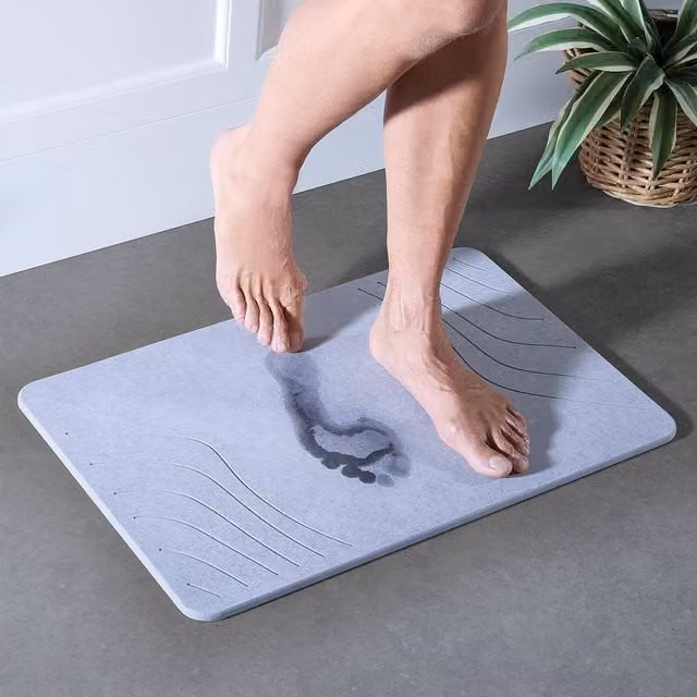 Clarsen Quick-Dry Diatomite Bathmat with Anti-Slip Base in Blue