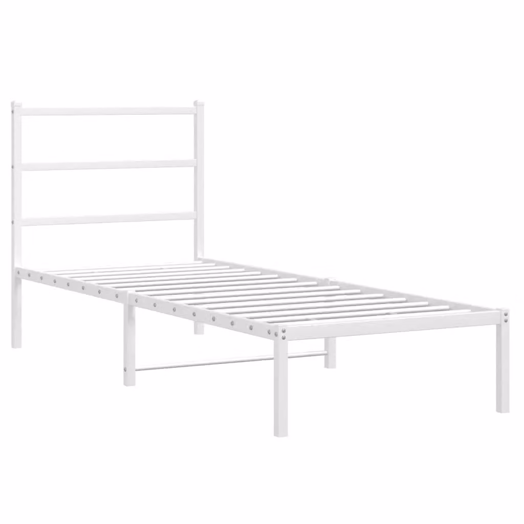 Berkfield Home Metal Bed Frame with Headboard in White, W/D/H: 80 x 200 cm – 2