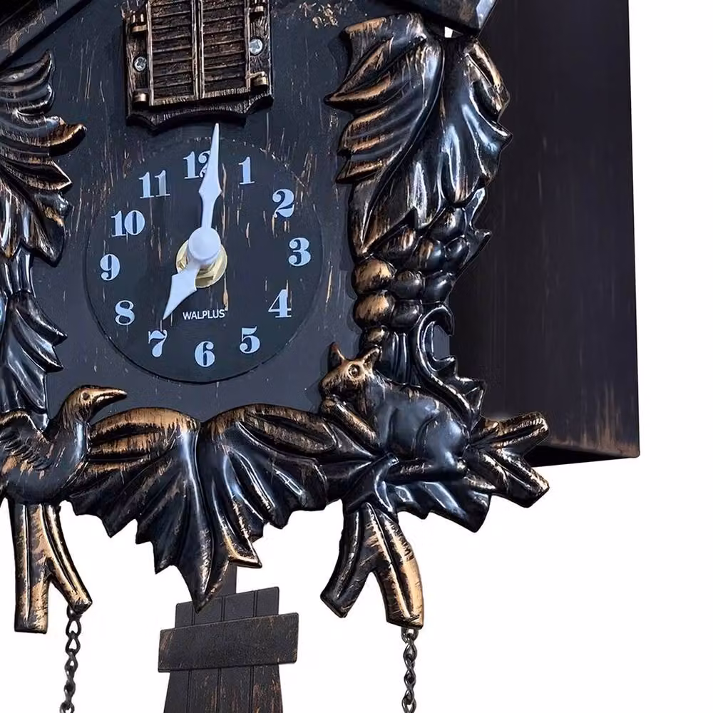 Ventryn Vintage Black Round Wood Wall Clock with Silent Quartz Movement – 5
