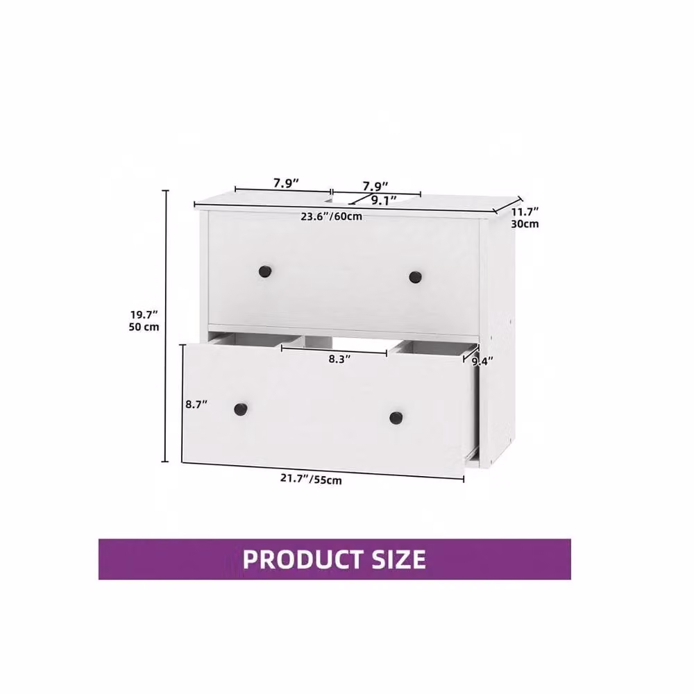 VOGREX White Matt Bathroom Under Sink Vanity Cabinet W/D/H: 60 x 30 x 50 cm – 2