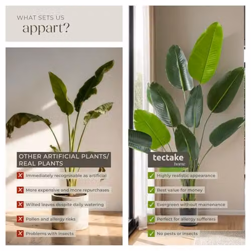 tectake Artificial Bird of Paradise Tree in Green with Detailed Leaves and Bendable Branches, Height: 160 cm – 5