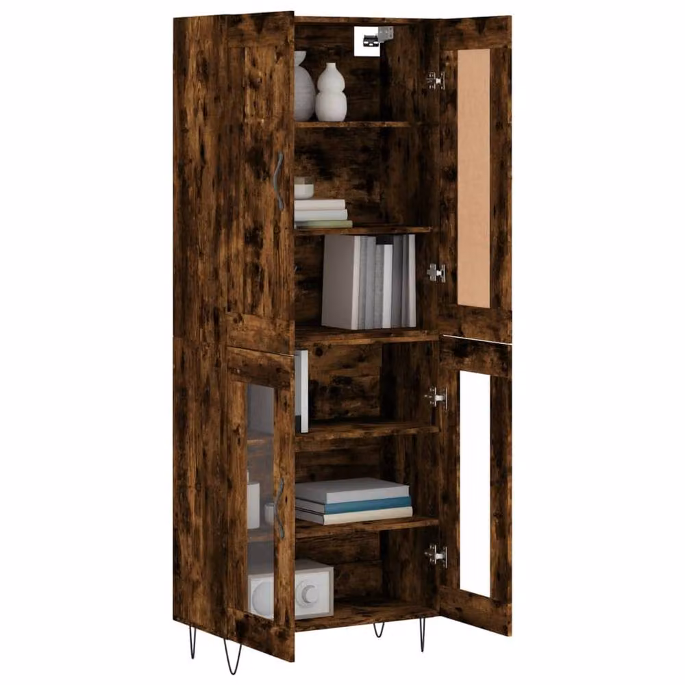 Berkfield Home Smoked Oak Highboard in Brown, W/D/H: 69.5 x 34 x 180 cm – 3