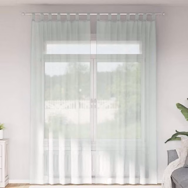Berkfield Home Grey Voile Fabric Panel Curtains with Rod Pockets, 2 Pack, W: 140 cm, H: 260 cm