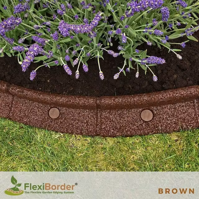FlexiBorder Flexible Garden Edging, Brown, 6 x 1m Length